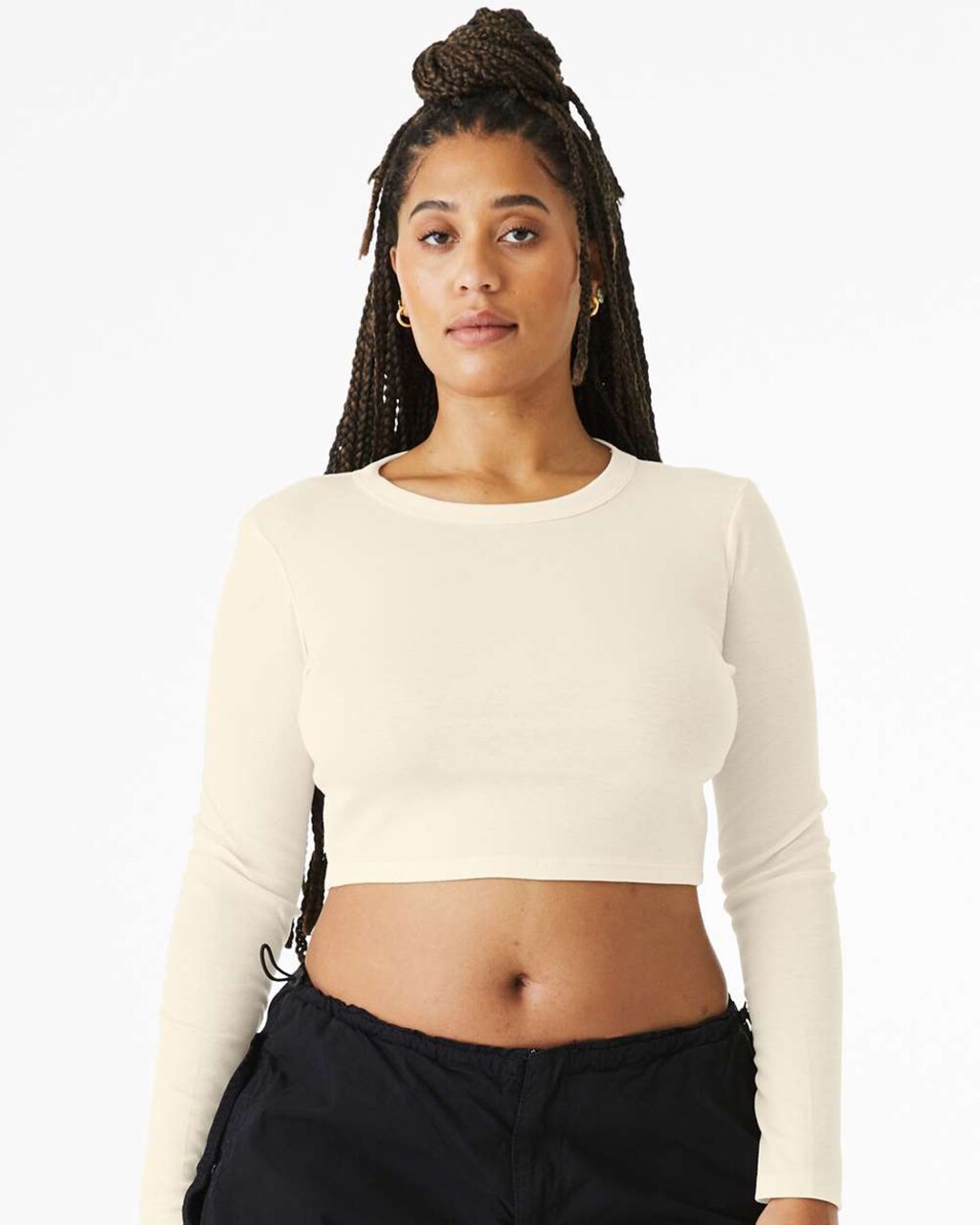 BELLA + CANVAS Women’s Micro Rib Long Sleeve Baby Tee for Layering Wear & Everyday Wear